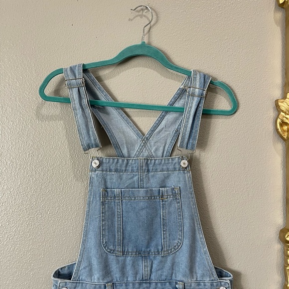 Distressed Destroyed Mini Skirt Overalls Jeans Size Medium Skortall Jumper - Picture 5 of 9